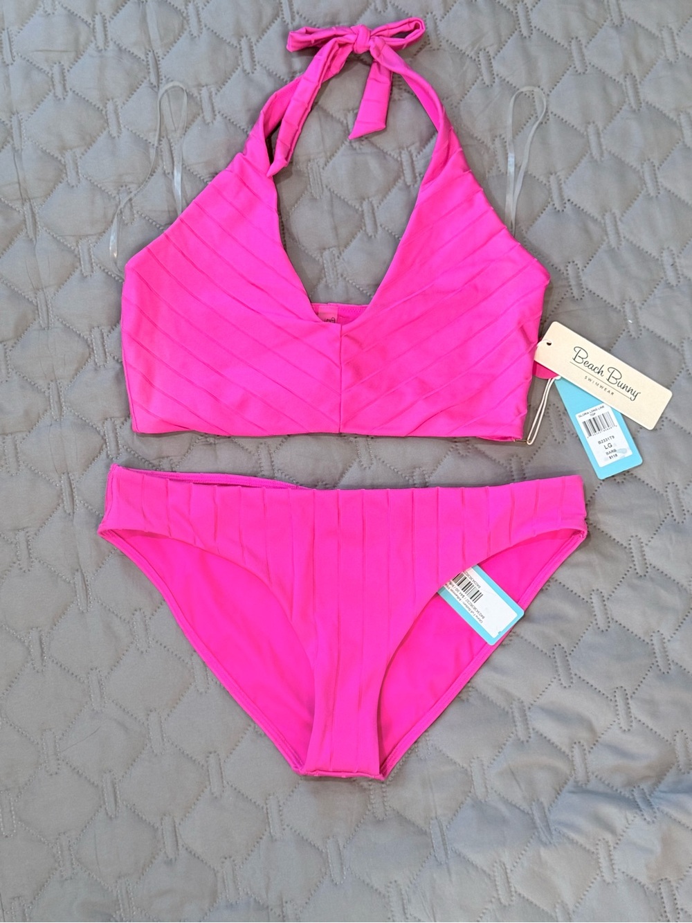 Beach Bunny - Pink Ribbed Bikini set- Sz Large
